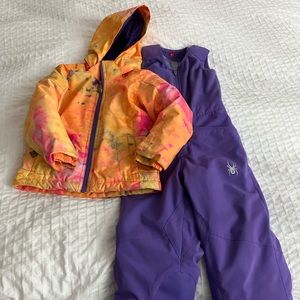 Kids Spyder Ski Jacket Bib Size 4 Snowboarding Winter Snow Suit Girl Boy Unisex